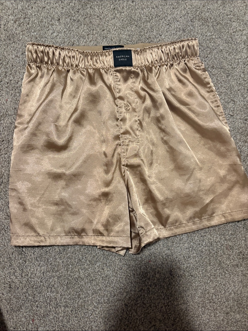 American Eagle Outfitters Satin Boxer Shorts - Beige Champagne